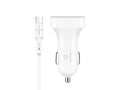 Techancy TC6403 Carregador de Carro Duplo USB 2.4A com Cabo Micro USB Branco