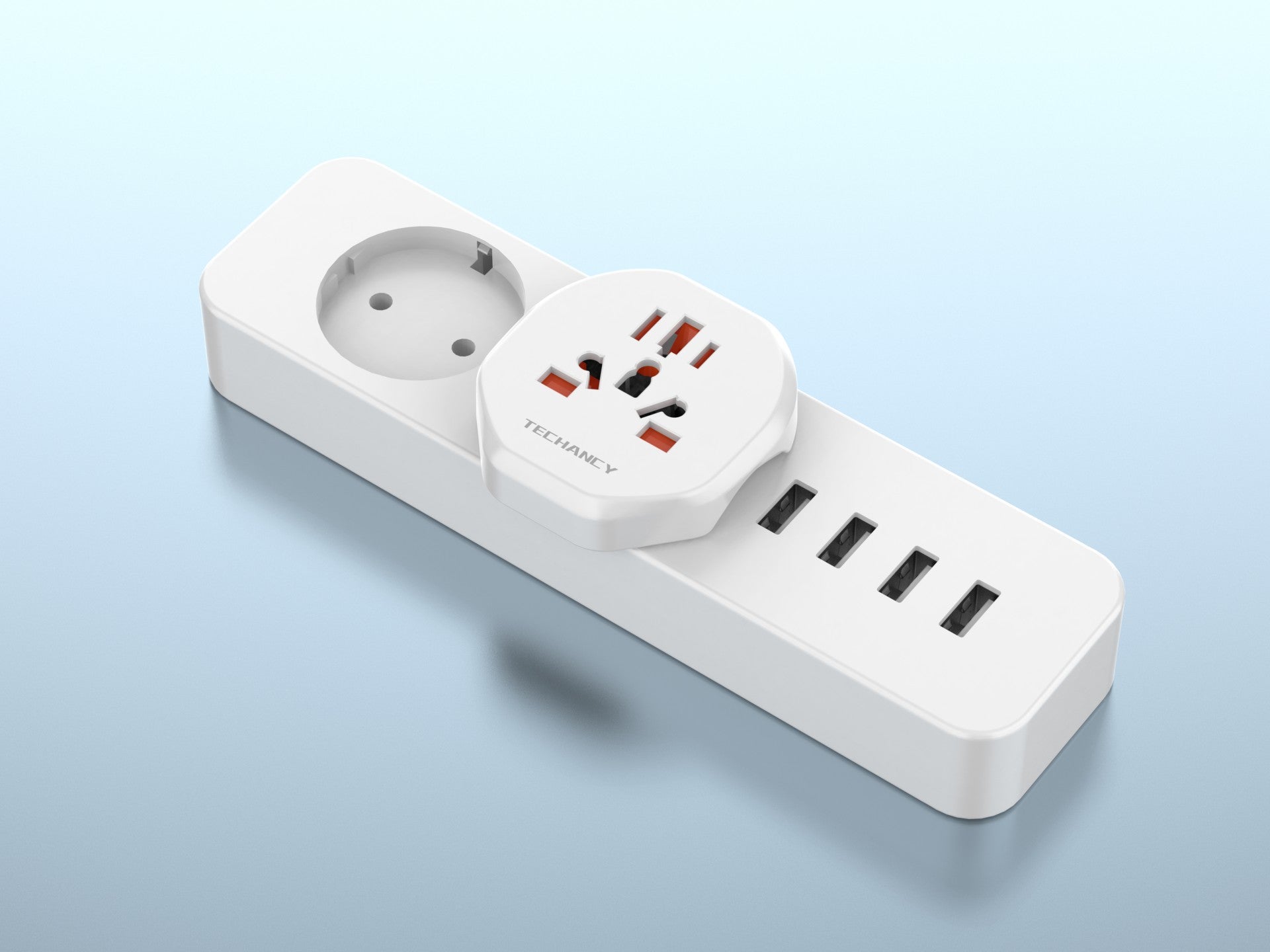 Techancy Adaptador De Viagem Branco MB2500, 2500w (Máx.) Ue Para Tomada Global Para Viagens Transfronteiriças