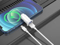Techancy Carregador De Automóvel Mini  TC6408, Carregamento 2usb 2.4A, Kit De Dados Com Cabo Usb-Lightning 1m,branco