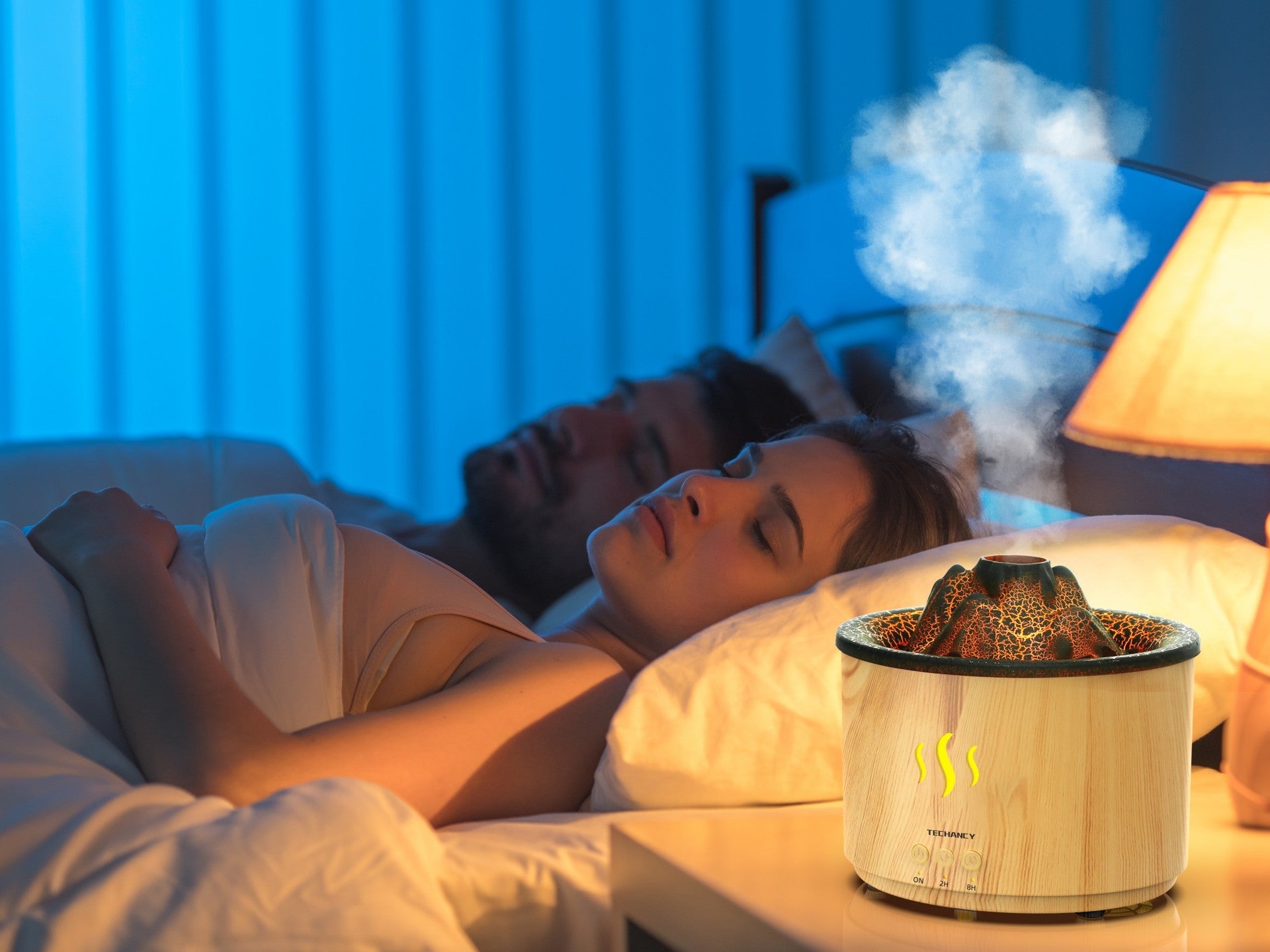 Techancy Humidificador De Aromas Com Controlo Remoto LD3916, Design Com Textura De Madeira Falsa Para Sala De Estar/Quarto