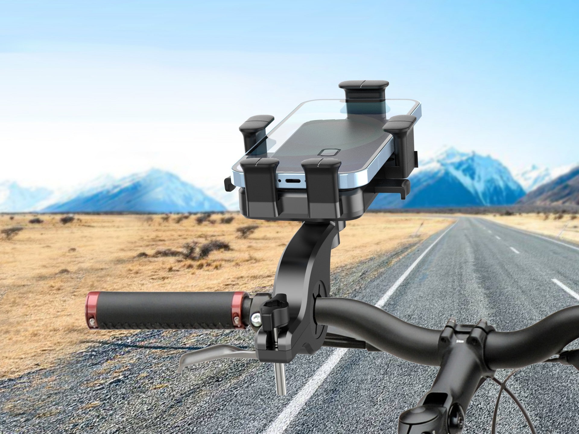 Techancy Suporte Universal Para Bicicleta Preto Ti2286, Telemóvel De 4,7-7,2 Polegadas, Fixação De Quatro Pontos, Sólido E Que Não Cai