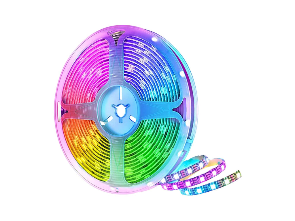Techancy Fita Led 5m KR1501, Fonte De Alimentação 5v/Usb Com Controlo Sem Fios, Efeito Multicolor Rgb, À Prova De Água Ip65