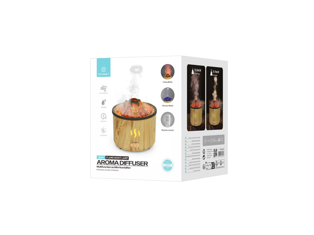 Techancy Humidificador De Aromas Com Controlo Remoto LD3916, Design Com Textura De Madeira Falsa Para Sala De Estar/Quarto