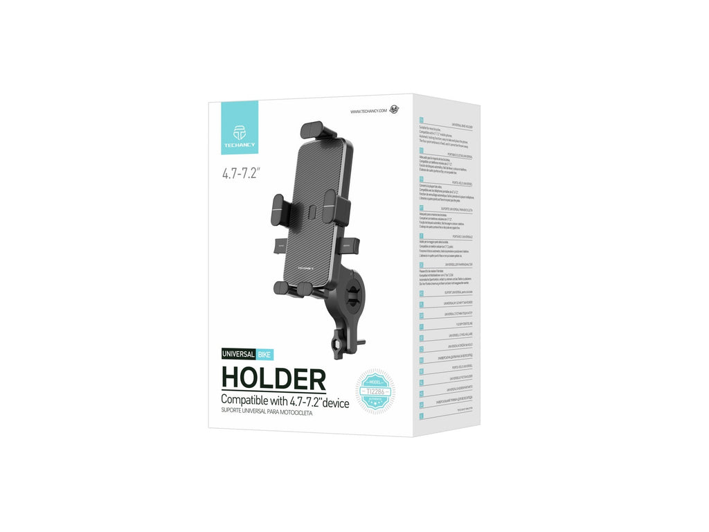 Techancy Suporte Universal Para Bicicleta Preto Ti2286, Telemóvel De 4,7-7,2 Polegadas, Fixação De Quatro Pontos, Sólido E Que Não Cai